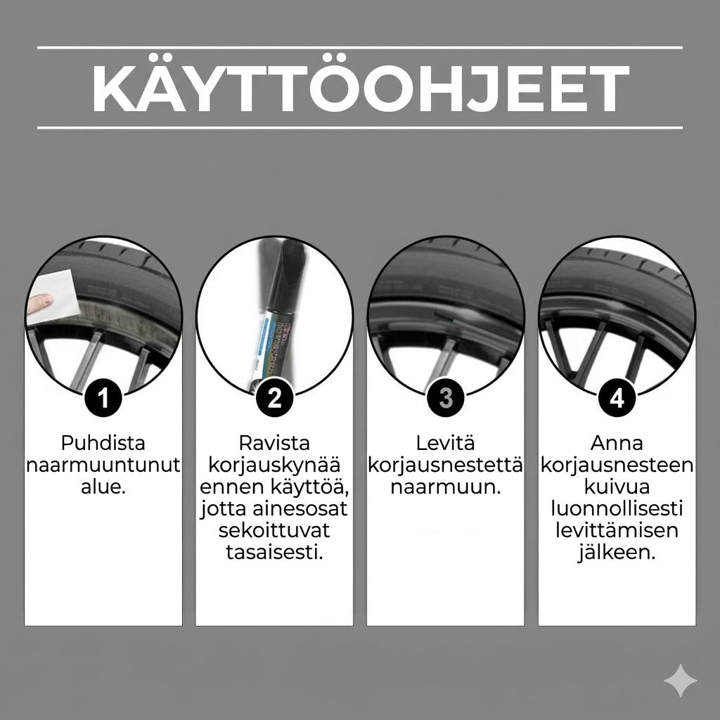 Auton vanteen naarmujen korjauskynä - 3 kpl