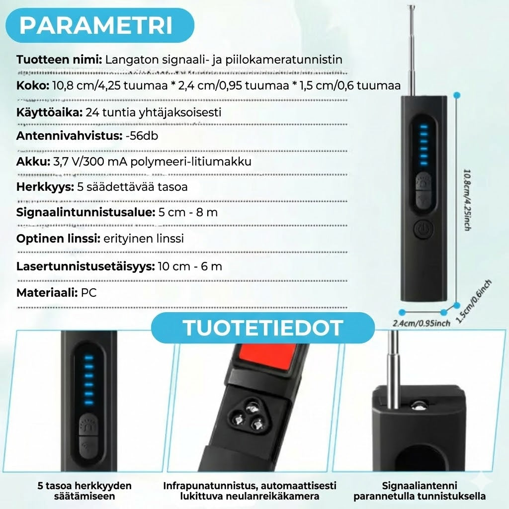 Piilokamerailmaisin, GPS-paikantimen ilmaisin ja RF-signaaliskanneri
