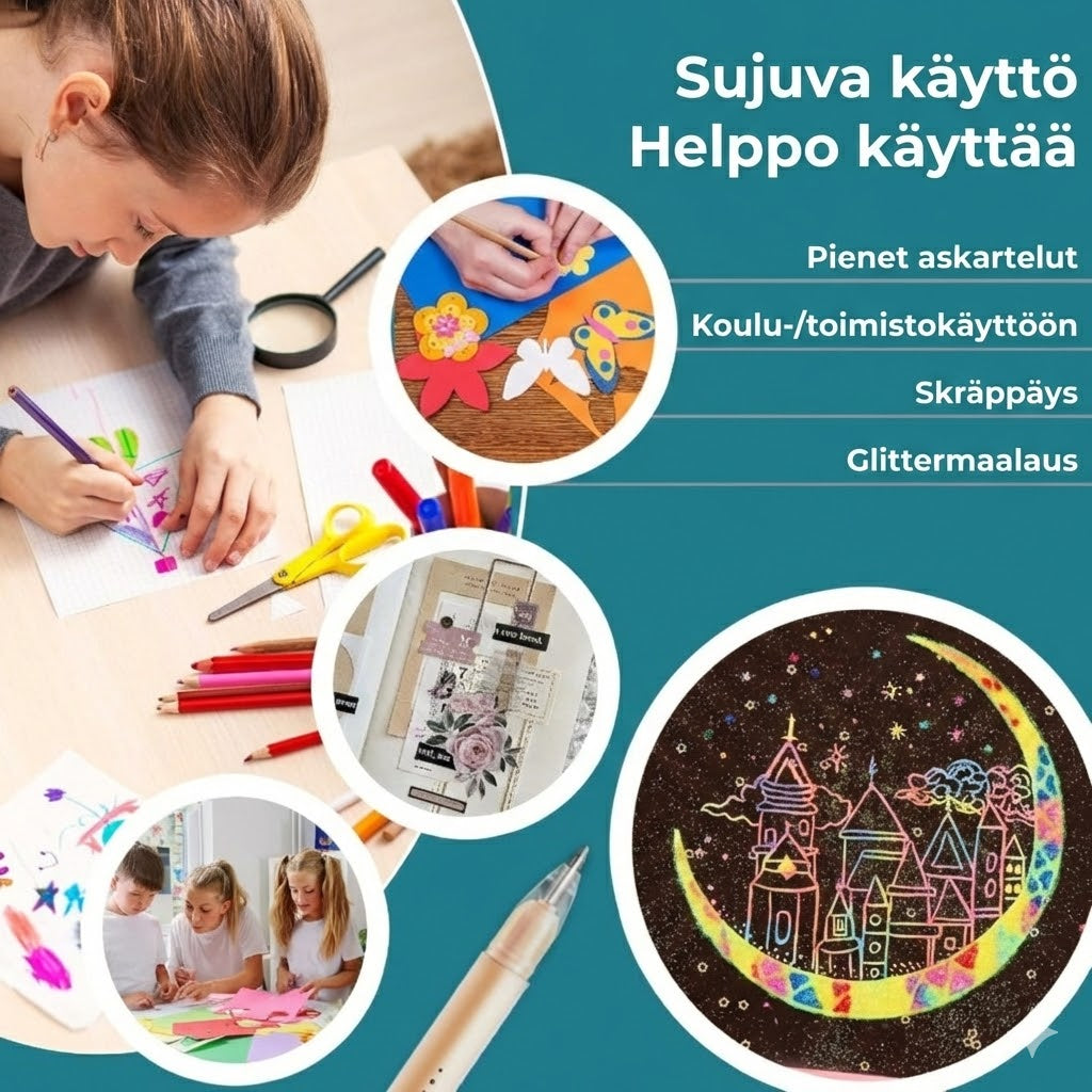 Hienokärkiset liimakynät – Tarkkuusliima skräppäykseen ja korttiaskarteluun (6 kpl setti)