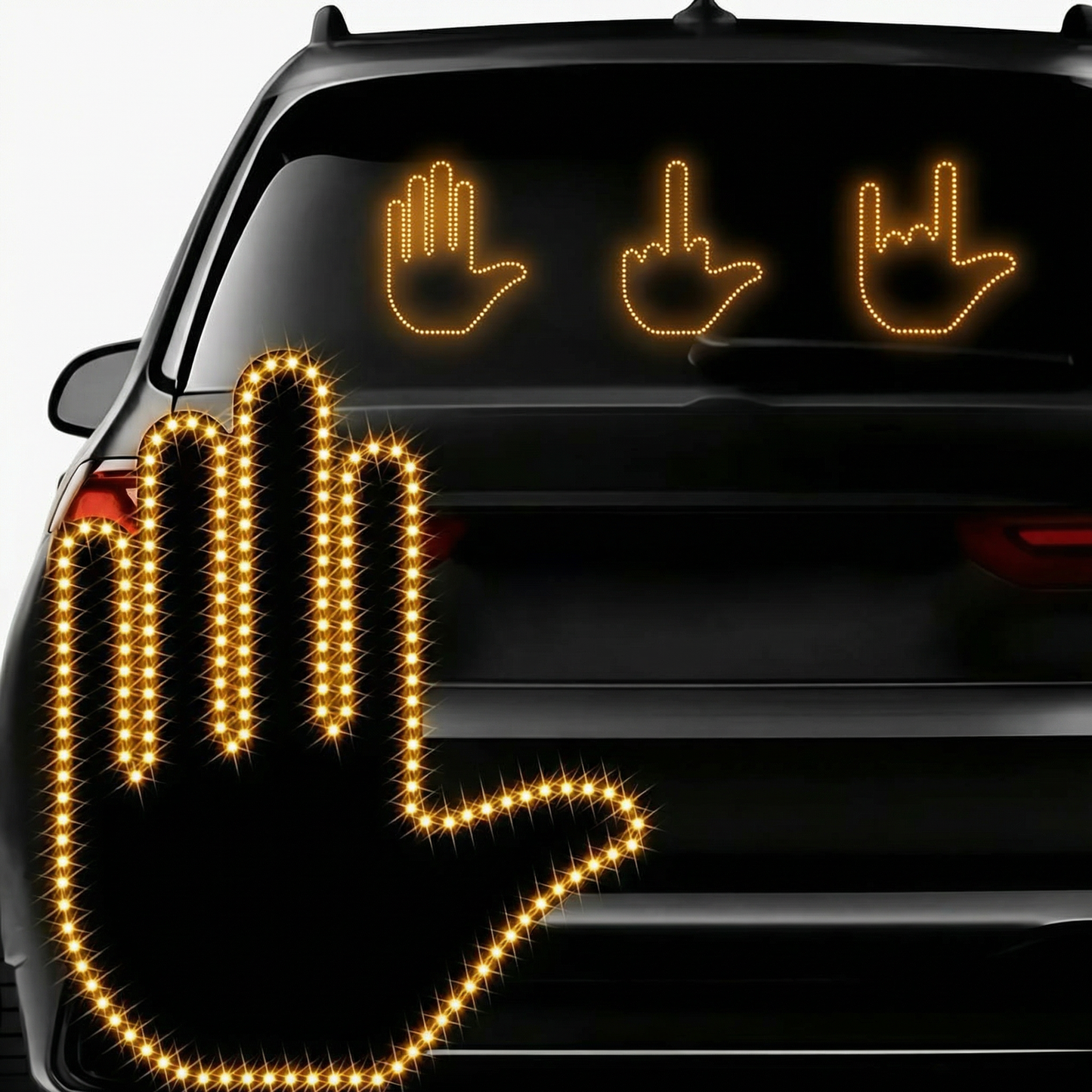 Valaistut kädenmuotoiset autovalot
