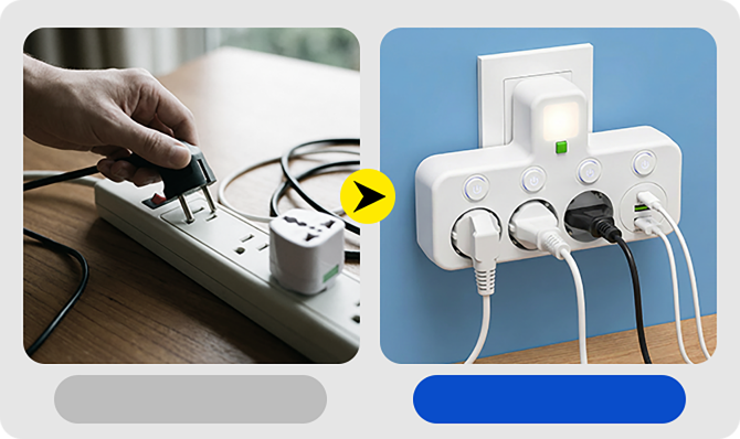 Monipaikkainen EU-pistorasiasovitin