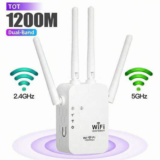 WiFi-vahvistin 1200 Mbps – Dual Band -toistin (5 GHz & 2,4 GHz) – Ethernet-portti & WPS