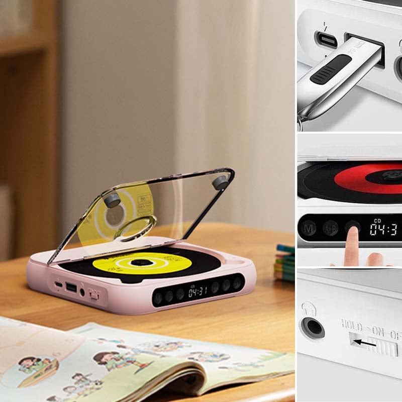 Kannettava CD-soitin Bluetoothilla – Ladattava Discman autoon ja matkalle (Anti-Shock)