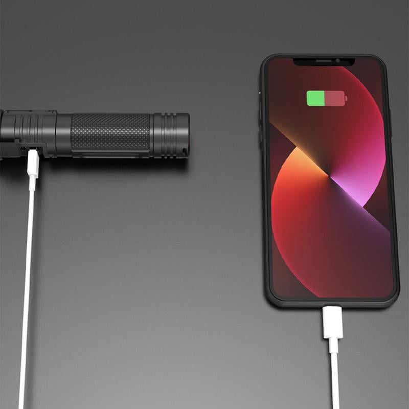 Taktinen taskulamppu powerbank-toiminnolla