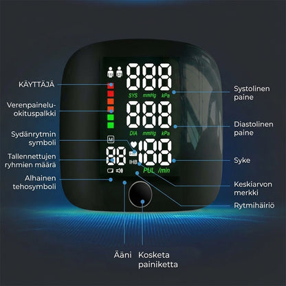 Digitaalinen ranneverenpainemittari – Suuri LED-näyttö ja muistitoiminto