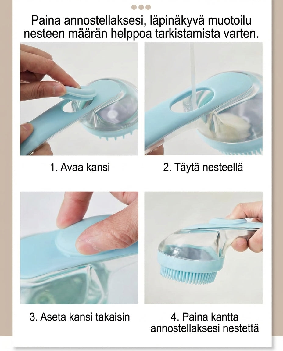 Koiran pesuharja shampoosäiliöllä