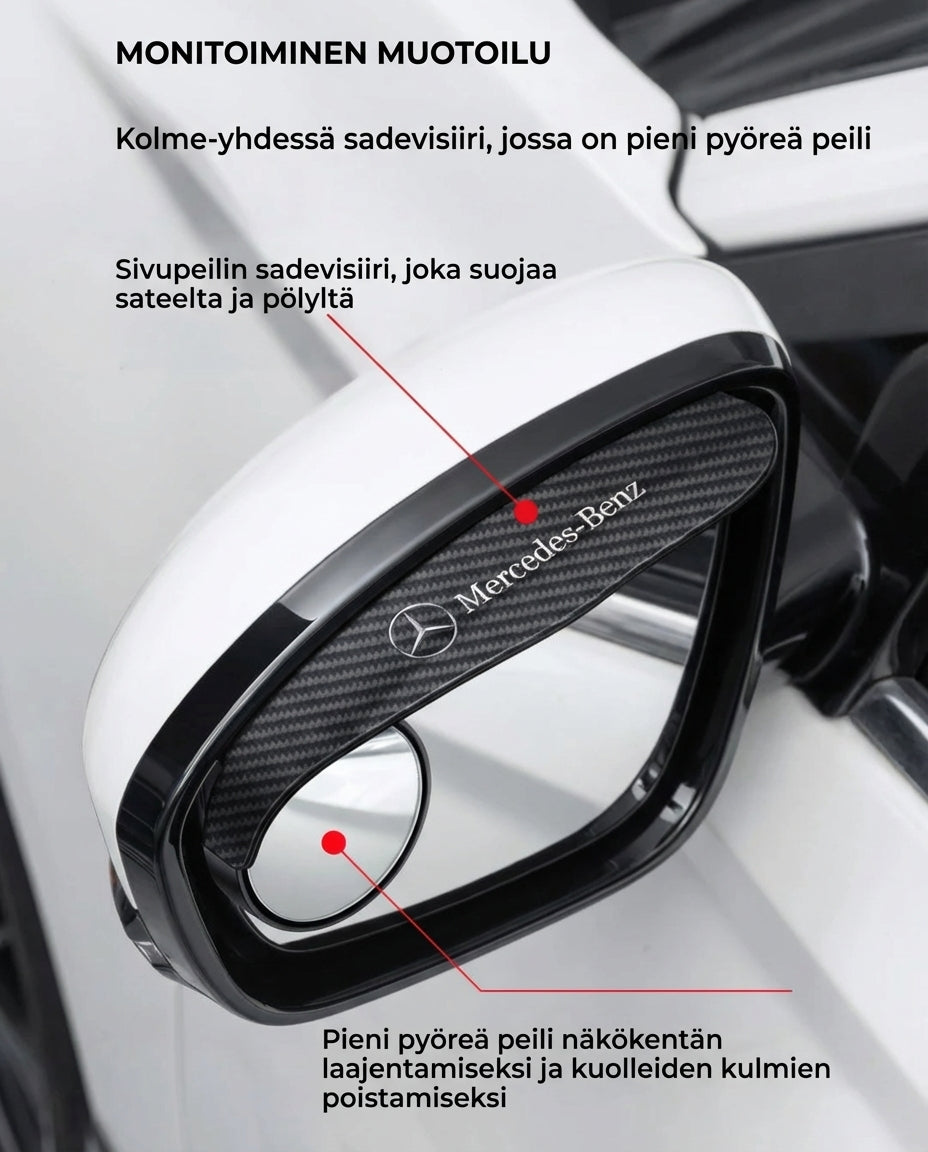 Sivupeilin sadevisiiri – sadesuoja ja aurinkolippa