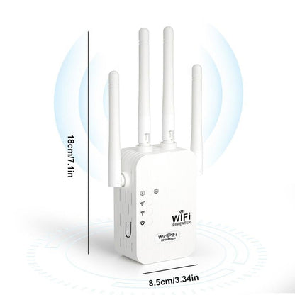 WiFi-vahvistin 1200 Mbps – Dual Band -toistin (5 GHz & 2,4 GHz) – Ethernet-portti & WPS