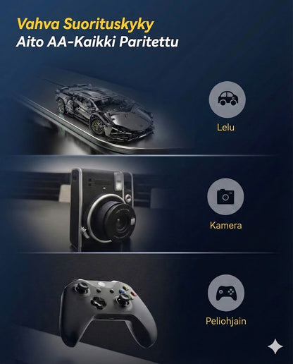 Akkulaturisetti ja 8 ladattavaa AA-akkua – 2,5 tunnin pikalaturi (Yhteensopiva AA- ja AAA-akkujen kanssa)