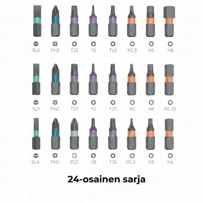 24-in-1 kompakti ruuvimeisselisarja