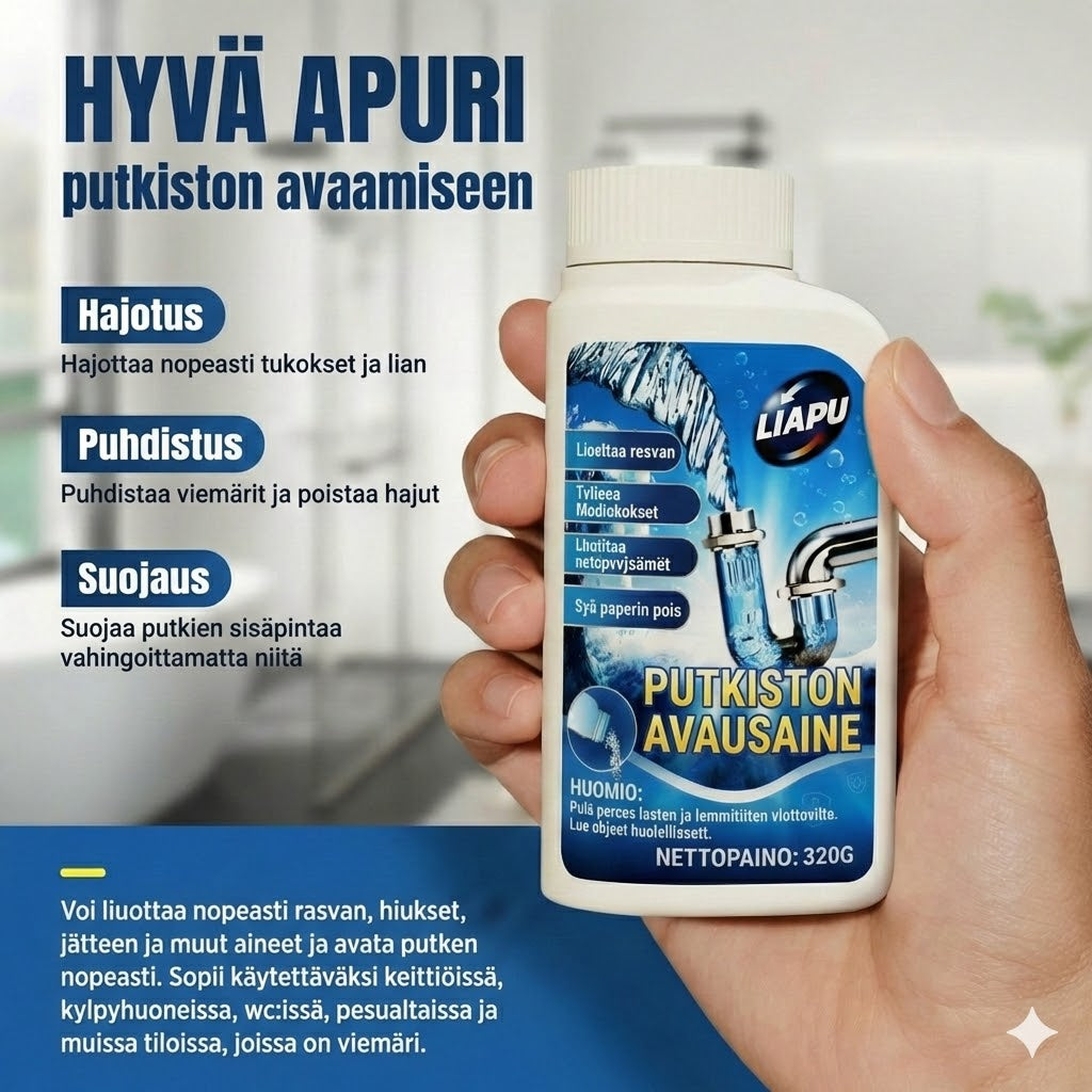 Tehokas viemärinavaaja – Nestemäinen avaaja keittiöön, suihkuun ja WC:hen (Liuottaa hiukset ja rasvan)