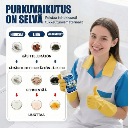 Tehokas viemärinavaaja – Nestemäinen avaaja keittiöön, suihkuun ja WC:hen (Liuottaa hiukset ja rasvan)