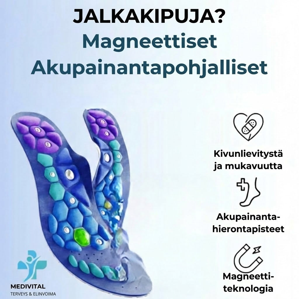 Medivital™ Magneettiset akupunktiopohjalliset – Leikattavissa sopivaan kokoon