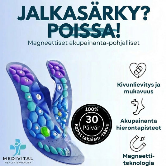 Medivital™ Magneettiset akupunktiopohjalliset – Leikattavissa sopivaan kokoon