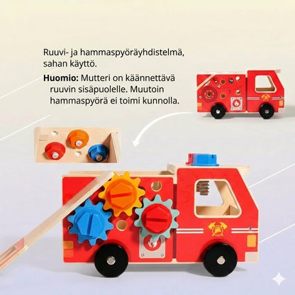 Puinen paloauto-rakennussarja – Rakennuslelu työkaluilla (Opetuksellinen & Kestävä)