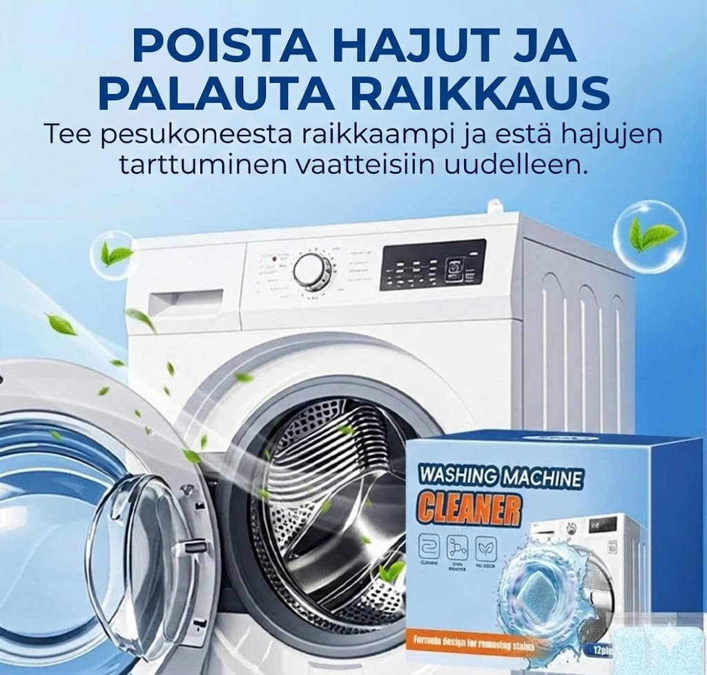 Pesukoneen puhdistustabletit – Poistaa kalkkia ja pahoja hajuja – Syväpuhdistus – 12 kpl – Yleismalli