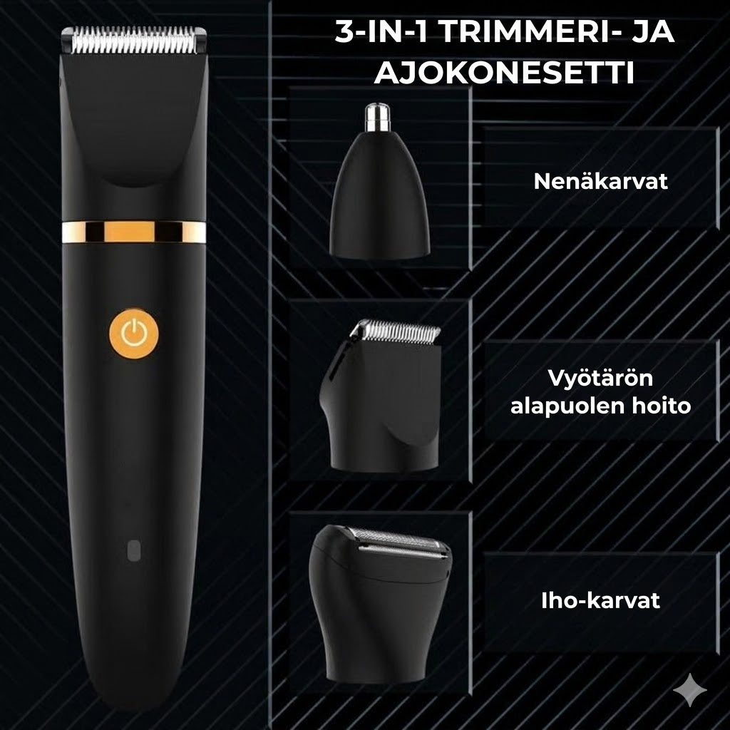 3-in-1 vartalotrimmeri miehille – Sähköinen karvanpoistaja