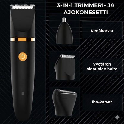 3-in-1 vartalotrimmeri miehille – Sähköinen karvanpoistaja