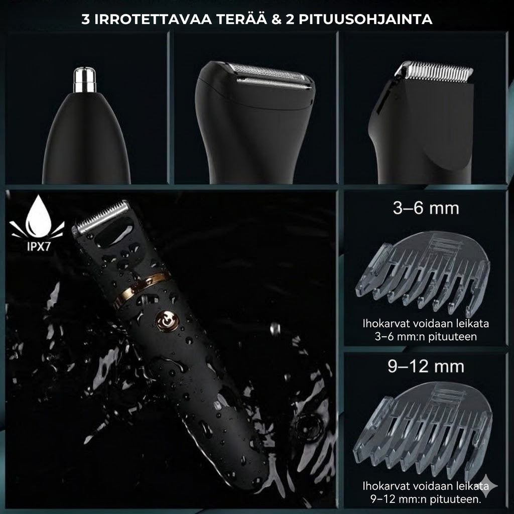 3-in-1 vartalotrimmeri miehille – Sähköinen karvanpoistaja