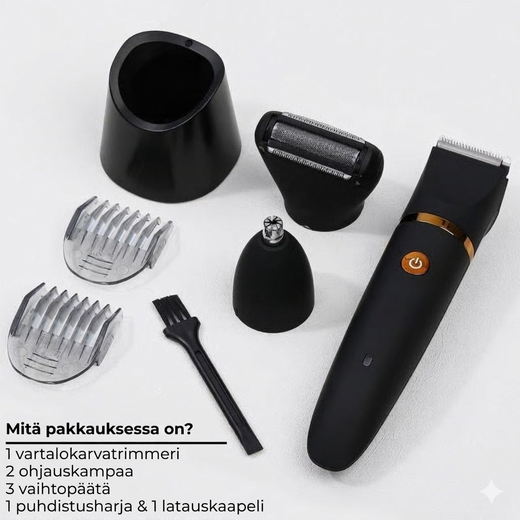 3-in-1 vartalotrimmeri miehille – Sähköinen karvanpoistaja
