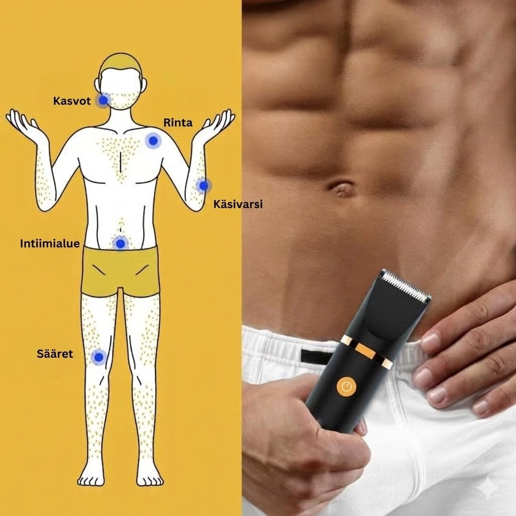 3-in-1 vartalotrimmeri miehille – Sähköinen karvanpoistaja