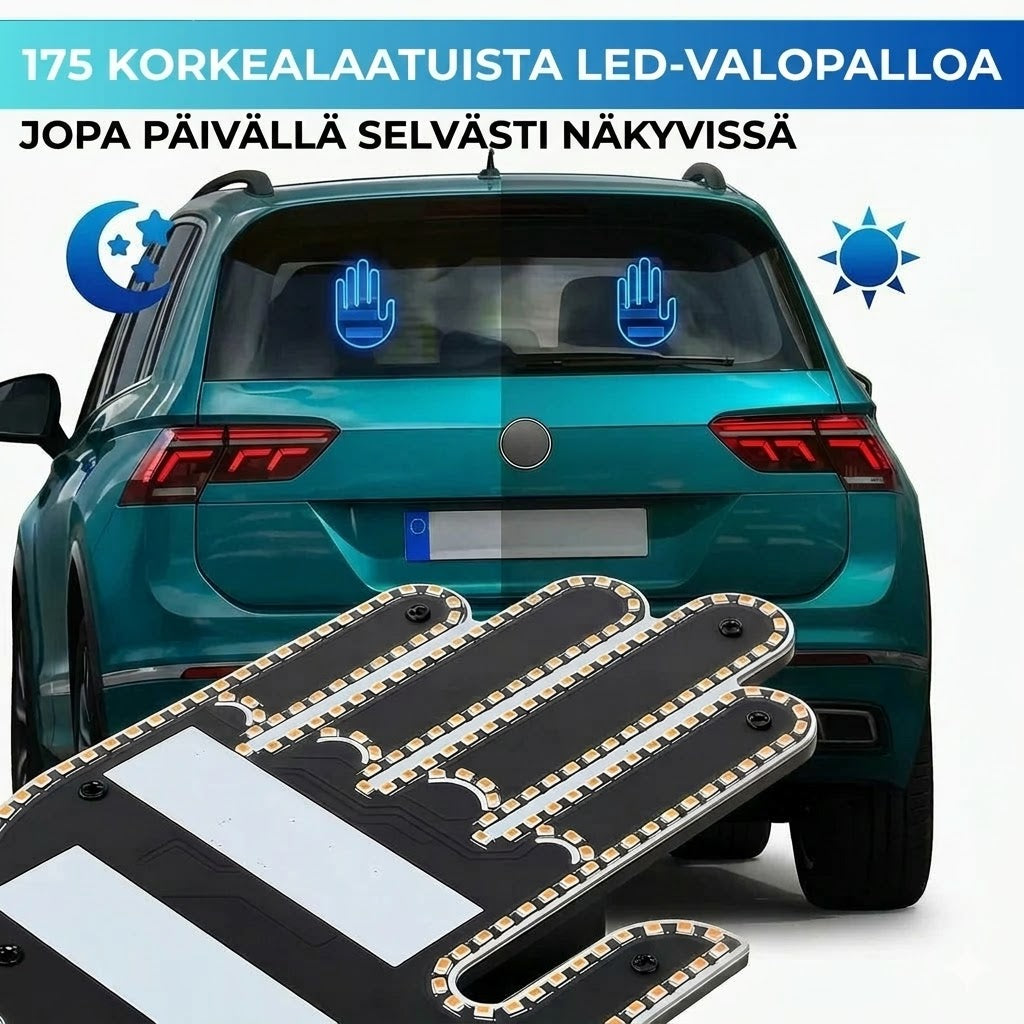 Valaistut kädenmuotoiset autovalot