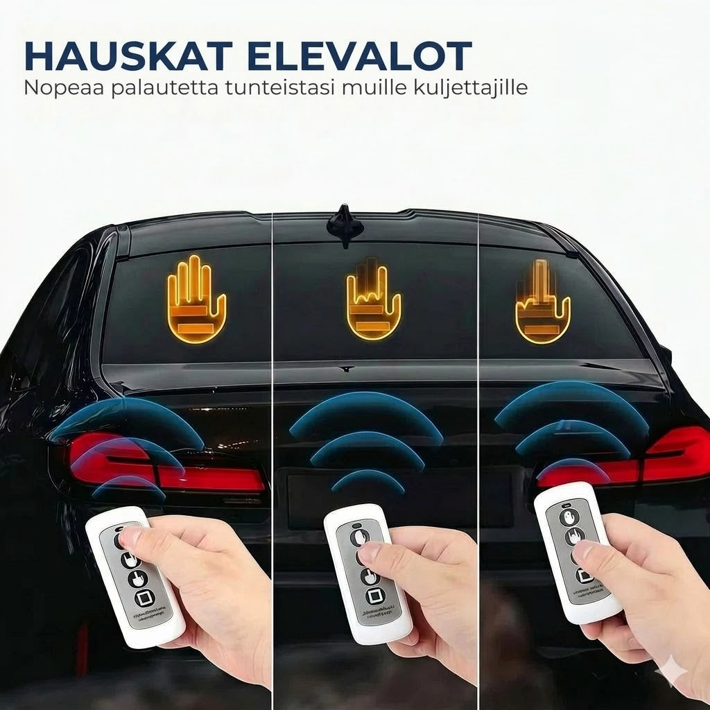 Valaistut kädenmuotoiset autovalot