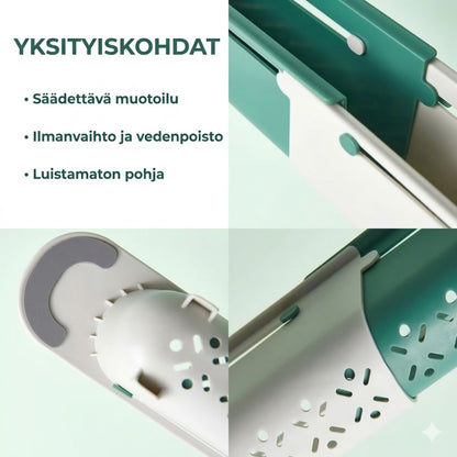 Teleskooppinen tiskialtaan säilytysteline