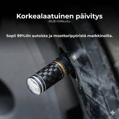 Ylellinen hiilikuituinen venttiilihattusarja – Hiilikuituilme – Yleismalli autolle, moottoripyörälle ja polkupyörälle – Urheilullinen pyöränsuoja – [4 kpl sarja]
