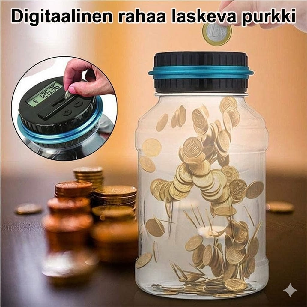 Digitaalinen säästölipas automaattisella laskurilla