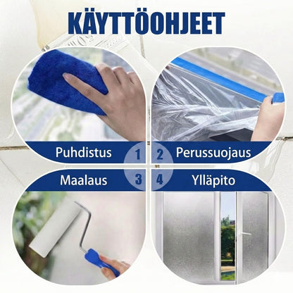 Huurrelasimaali – Nestemäinen ikkunakalvo yksityisyyteen (Maitolasi- & hiekkapuhallusefekti)