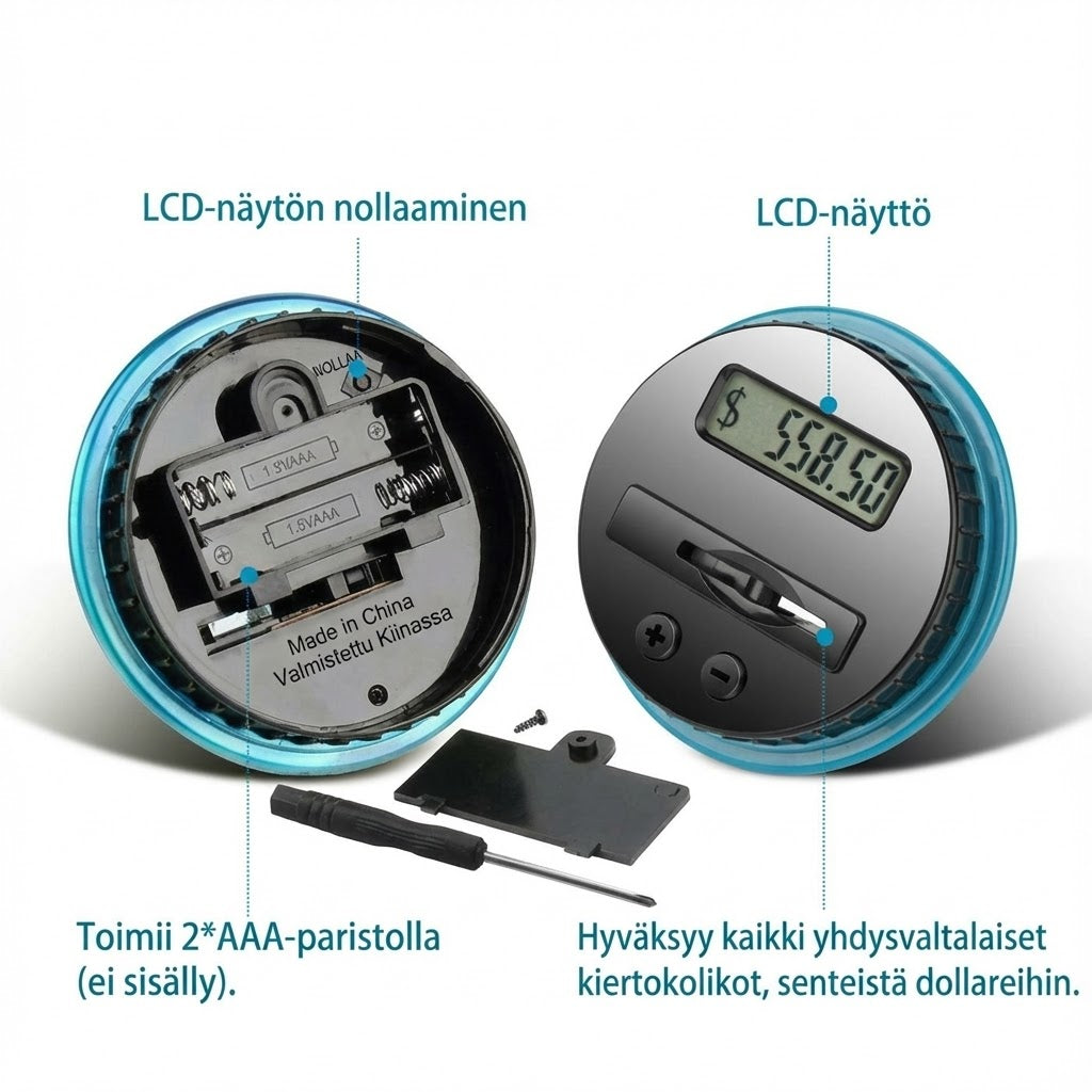 Digitaalinen säästölipas automaattisella laskurilla