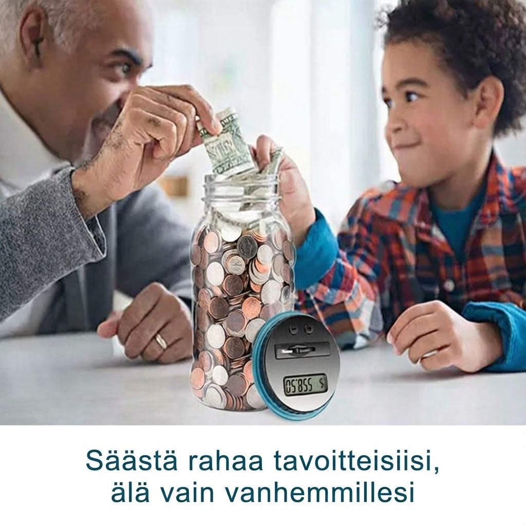 Digitaalinen säästölipas automaattisella laskurilla