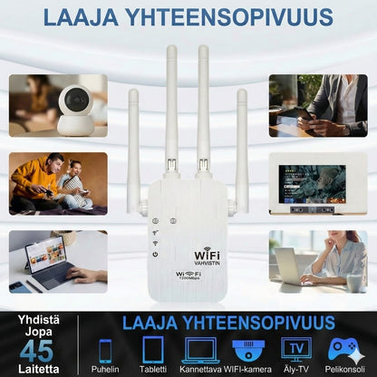 WiFi-vahvistin 1200 Mbps – Dual Band -toistin (5 GHz & 2,4 GHz) – Ethernet-portti & WPS