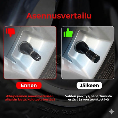 Ylellinen hiilikuituinen venttiilihattusarja – Hiilikuituilme – Yleismalli autolle, moottoripyörälle ja polkupyörälle – Urheilullinen pyöränsuoja – [4 kpl sarja]