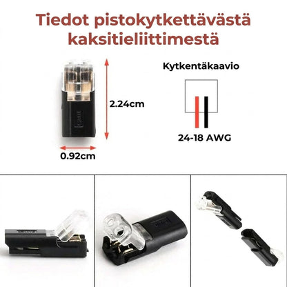 [20 kpl] Pikaliittimet lukituksella – 2-napainen pistokeliitäntä