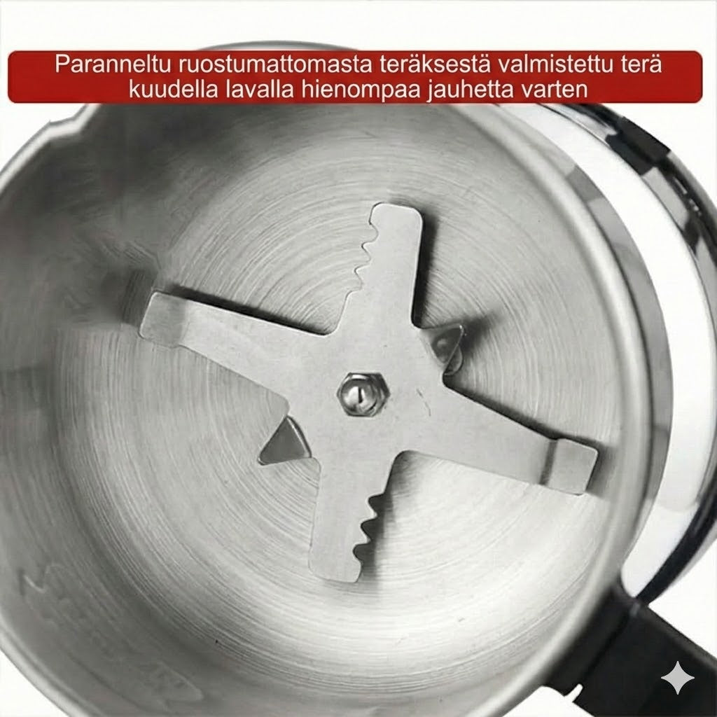 Sähköinen kahvi- ja maustemylly – Ruostumattomasta teräksestä valmistettu mylly kahville, pähkinöille ja siemenille (Kompakti)