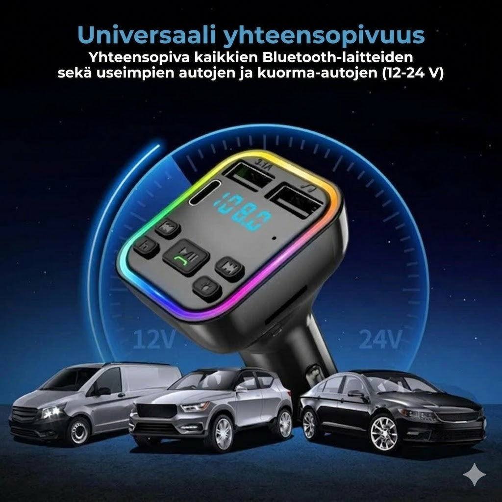 Bluetooth FM-autoadapteri ja -laturi