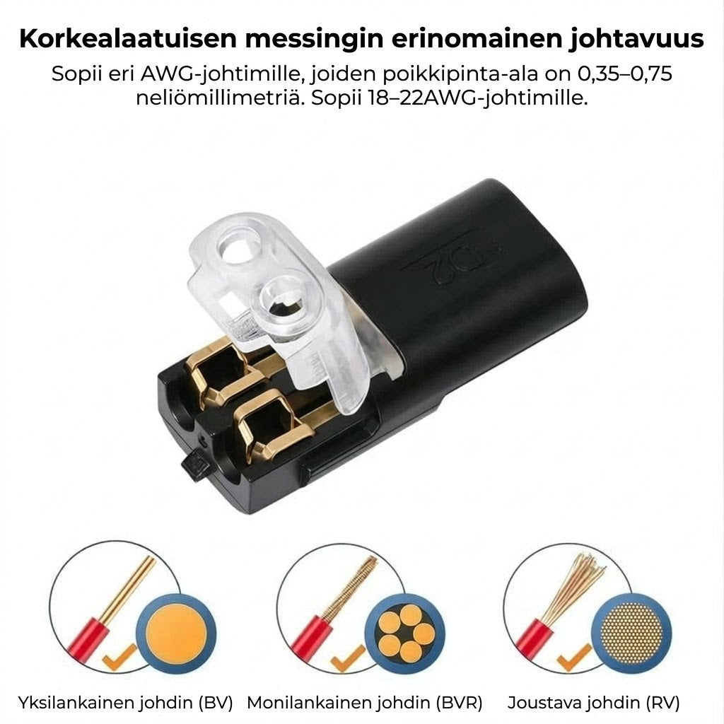 [20 kpl] Pikaliittimet lukituksella – 2-napainen pistokeliitäntä