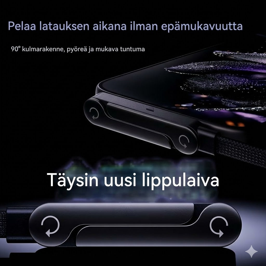 2-in-1 Type-C -latauskaapeli näkymättömällä jalustalla – 240 W supernopea lataus