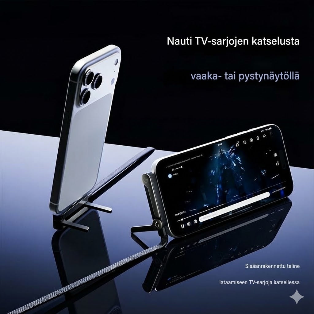 2-in-1 Type-C -latauskaapeli näkymättömällä jalustalla – 240 W supernopea lataus