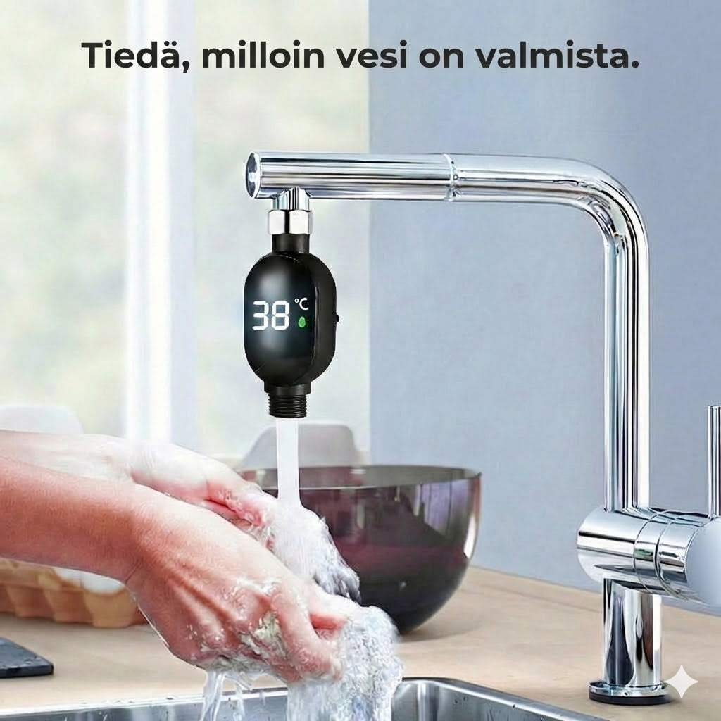 Digitaalinen suihkulämpömittari – LED-vesilämpömittari ilman paristoja (Turvallinen vauvoille ja lapsille)
