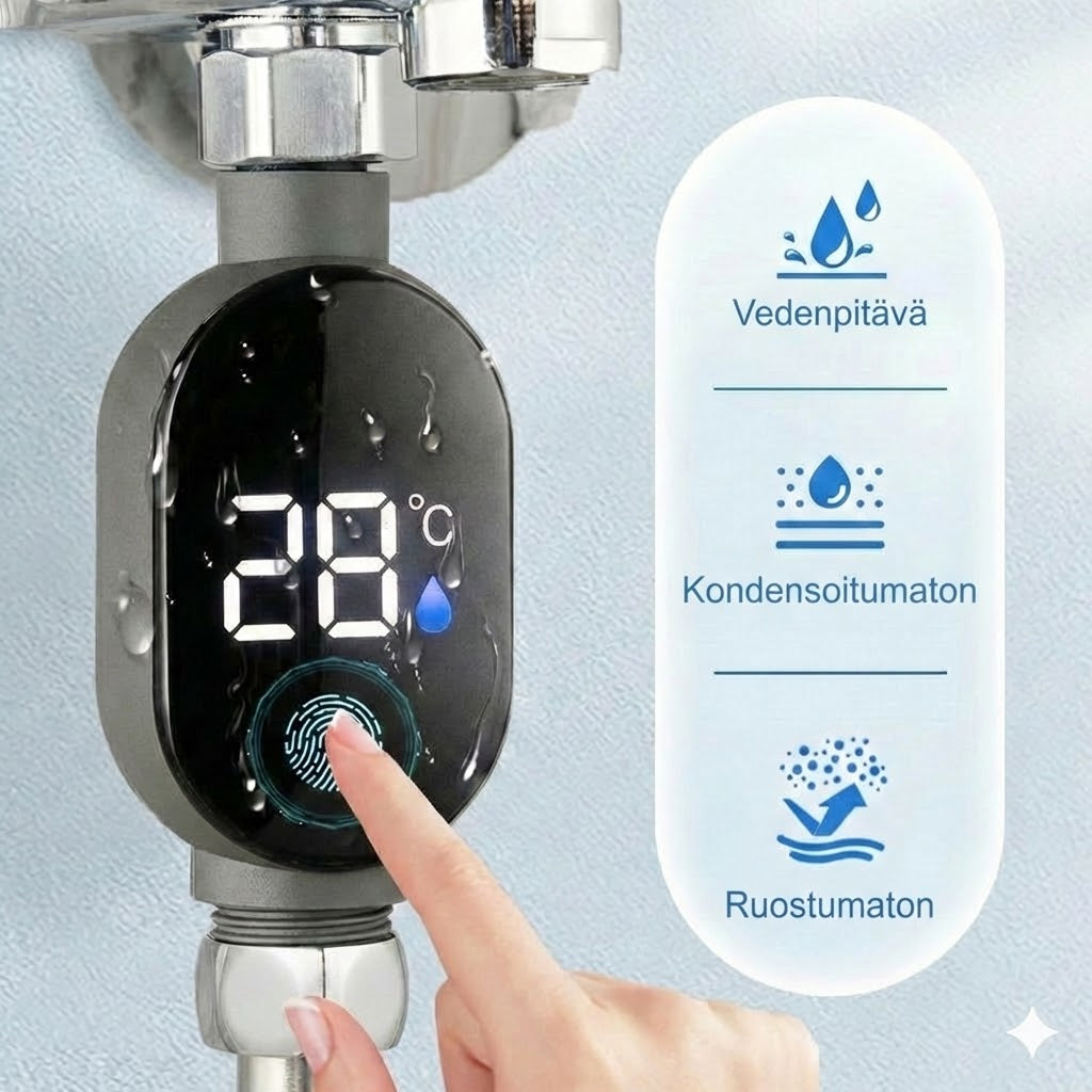 Digitaalinen suihkulämpömittari – LED-vesilämpömittari ilman paristoja (Turvallinen vauvoille ja lapsille)