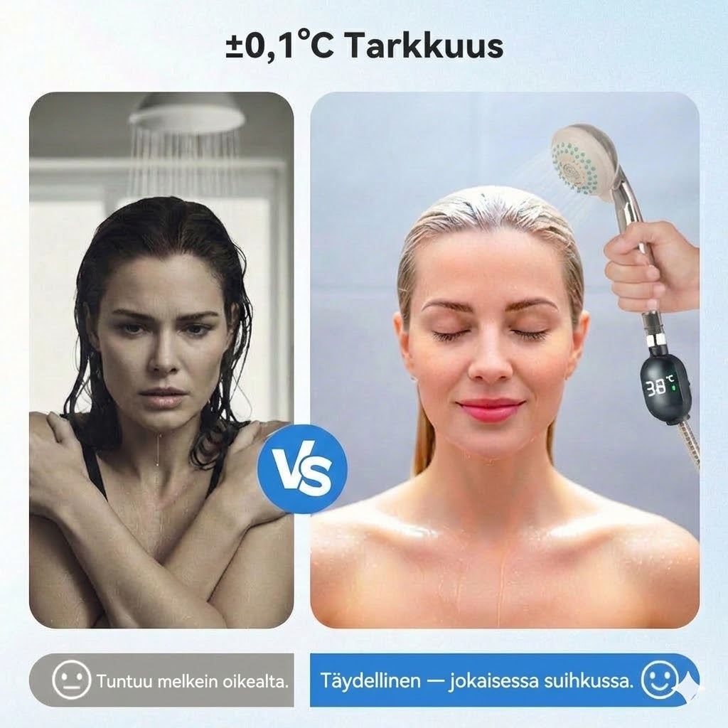 Digitaalinen suihkulämpömittari – LED-vesilämpömittari ilman paristoja (Turvallinen vauvoille ja lapsille)