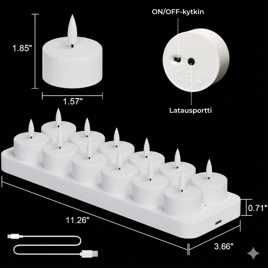 Ladattavat LED-kynttilät kaukosäätimellä