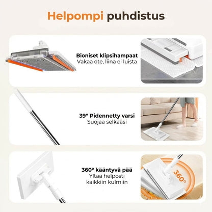 Kiinnitettävä moppisetti puristusmekanismilla