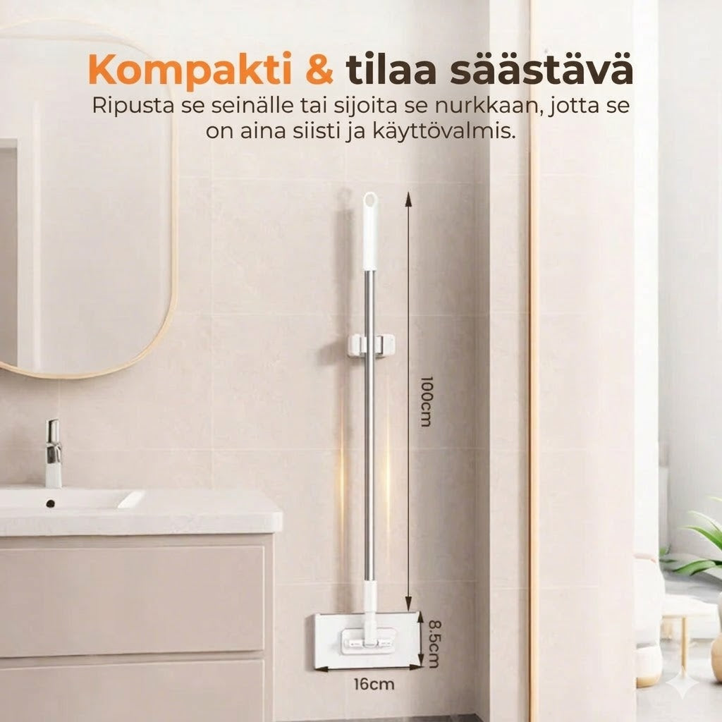 Kiinnitettävä moppisetti puristusmekanismilla