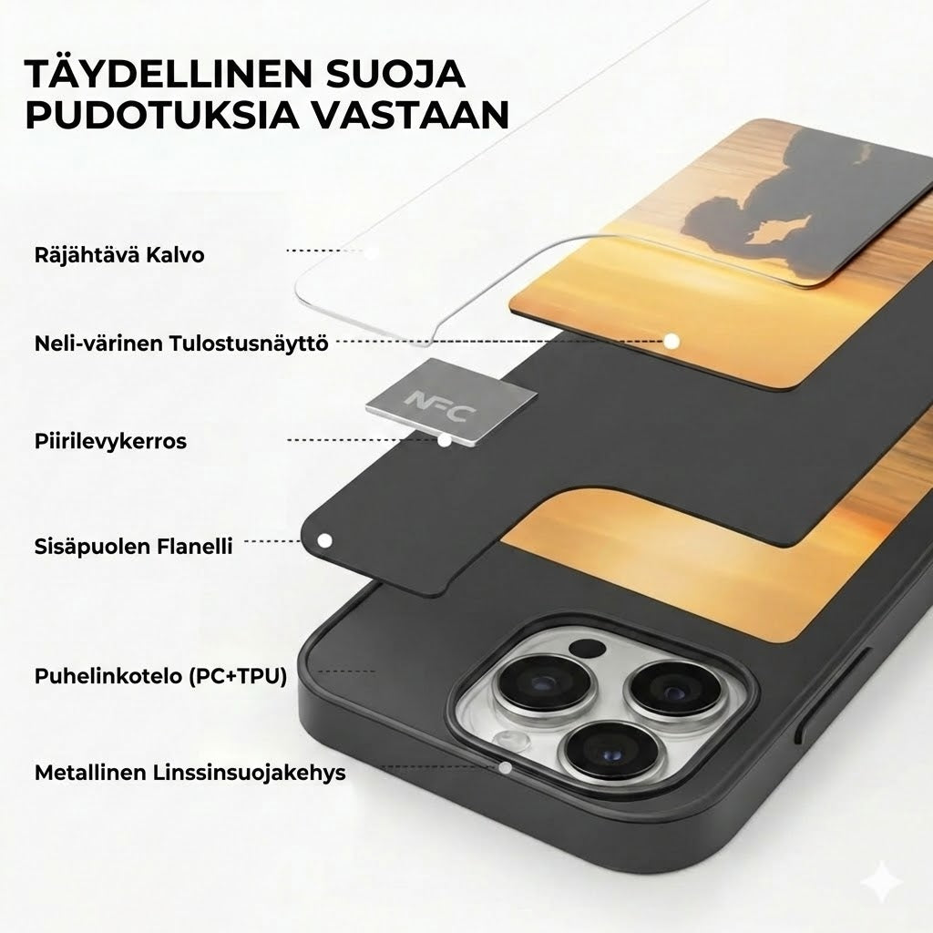 Pixly NFC E-Ink -suojakuori iPhonelle – Älykuori muokattavalla näytöllä (omat kuvat)