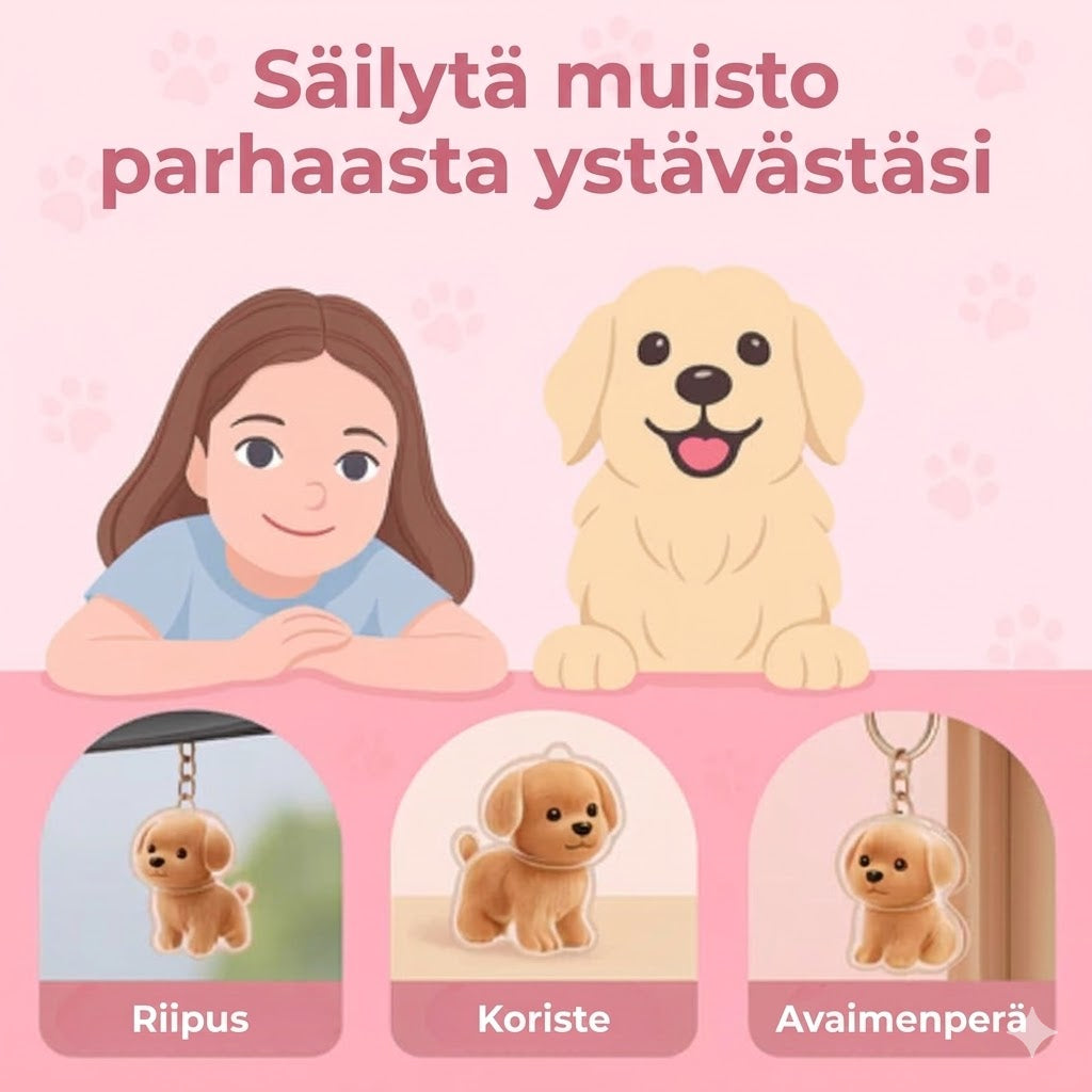 Snuzzle Yksilöity lemmikin karva -avaimenperä – Ainutlaatuinen muistokoru koirille ja kissoille