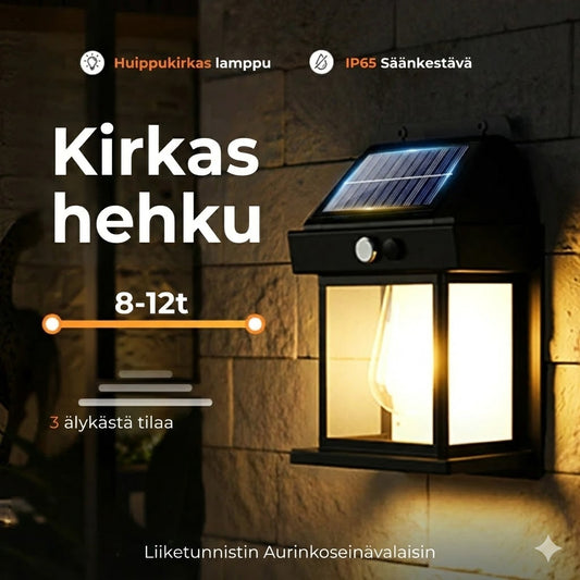 Aurinkokennokäyttöinen seinävalaisin liiketunnistimella – Ulkovalaisin aurinkoenergialla – Langaton & Vedenpitävä (IP65)